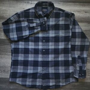 Pendleton Mason Men's XL Blue Gray Plaid Long Sleeve Button-Down Shirt